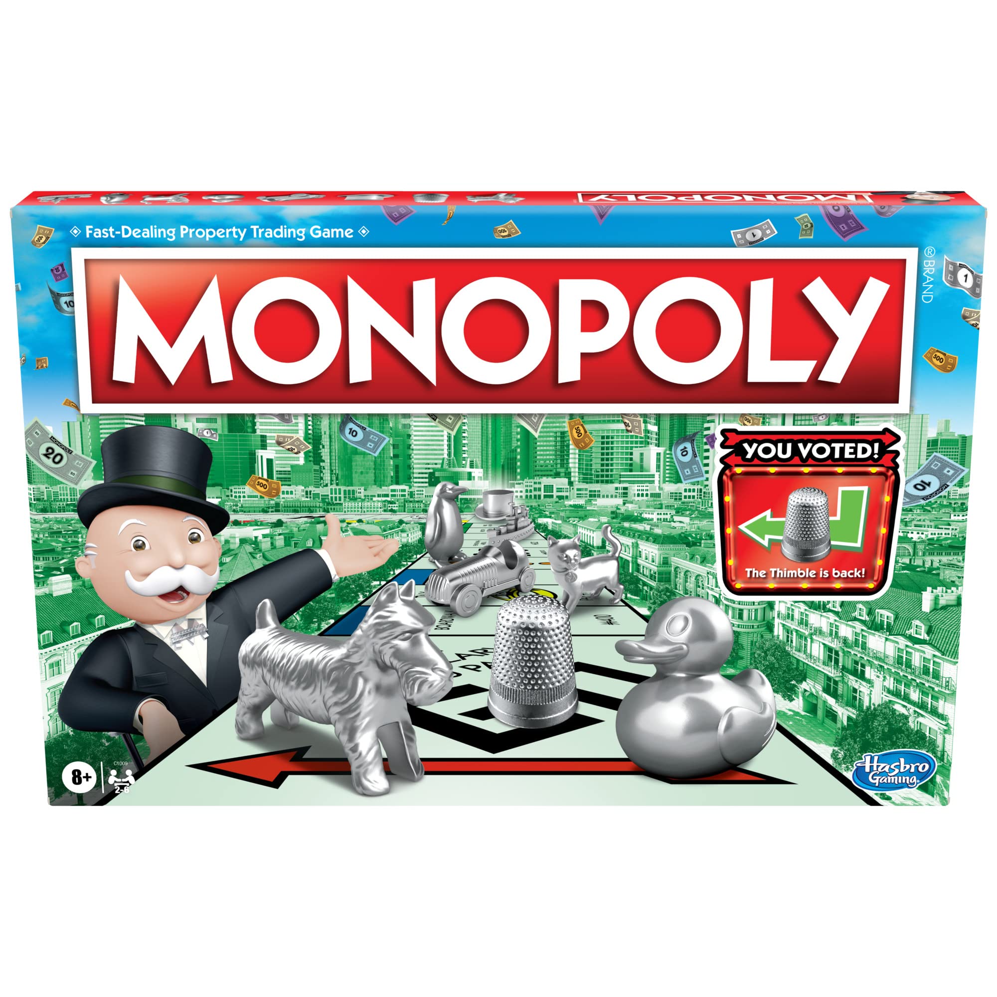 Monopoly Game | Family Board Game for 2-6 Players with 8 Tokens (Token Vote Edition)