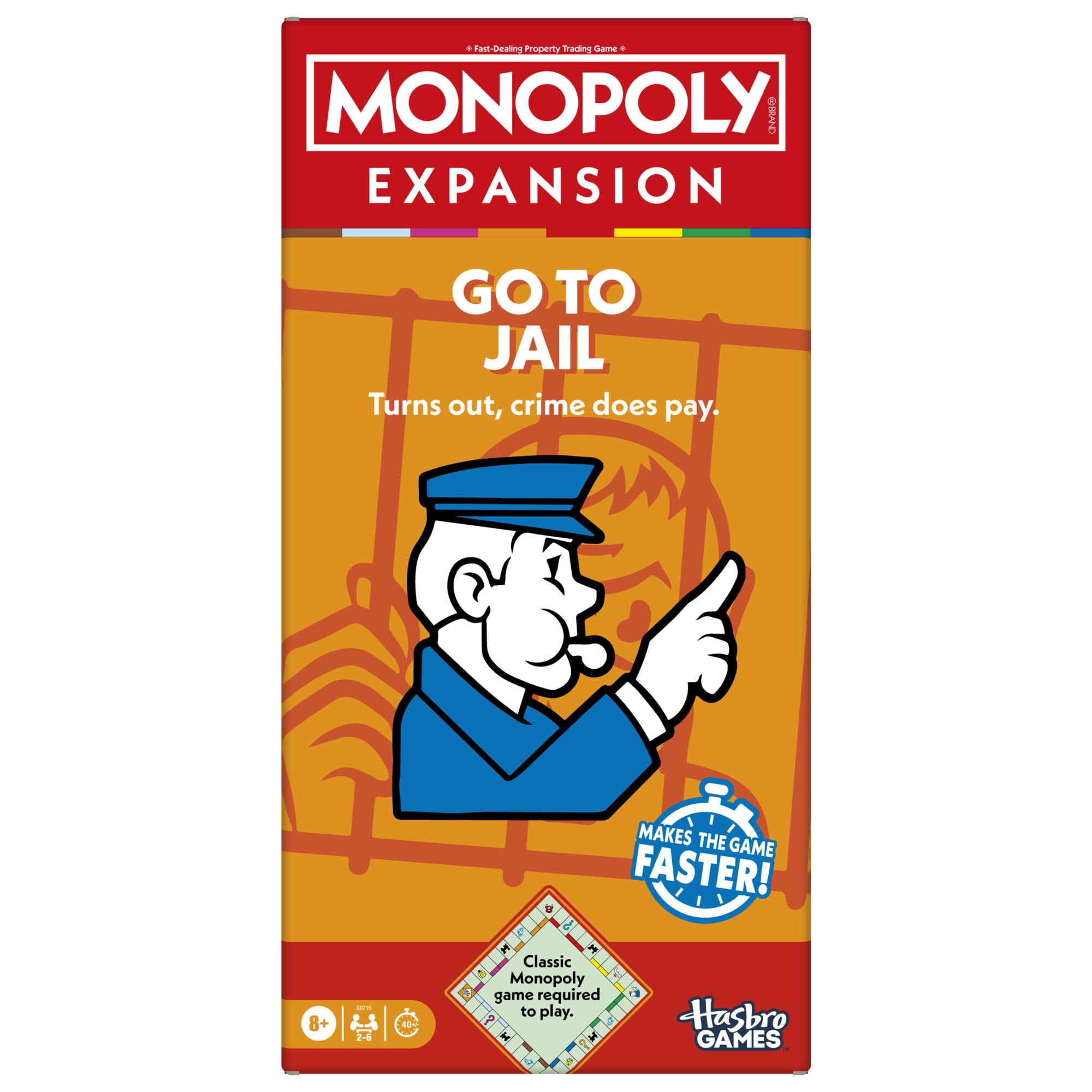 Monopoly Go to Jail Expansion – Quick Play for 2-6 Players (Ages 8+)