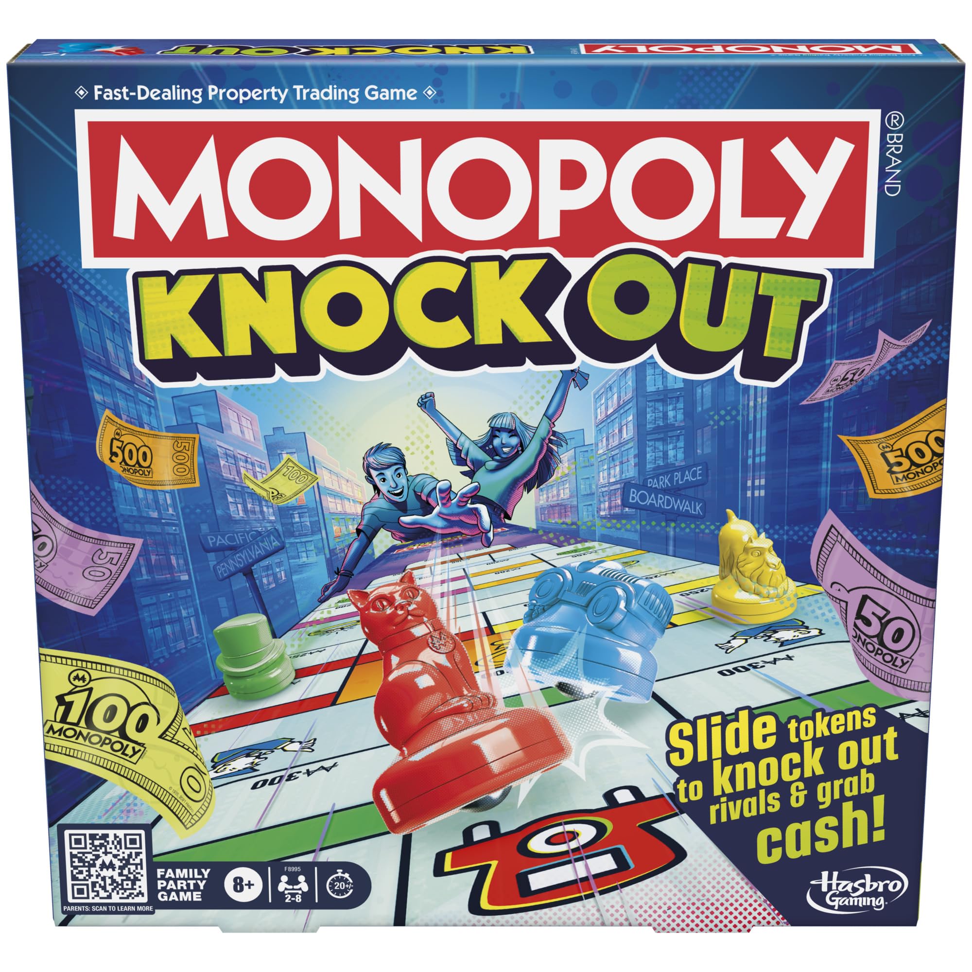 Monopoly Knockout Board Game – Quick Family Party Fun for 2-8 Players | 20 Min