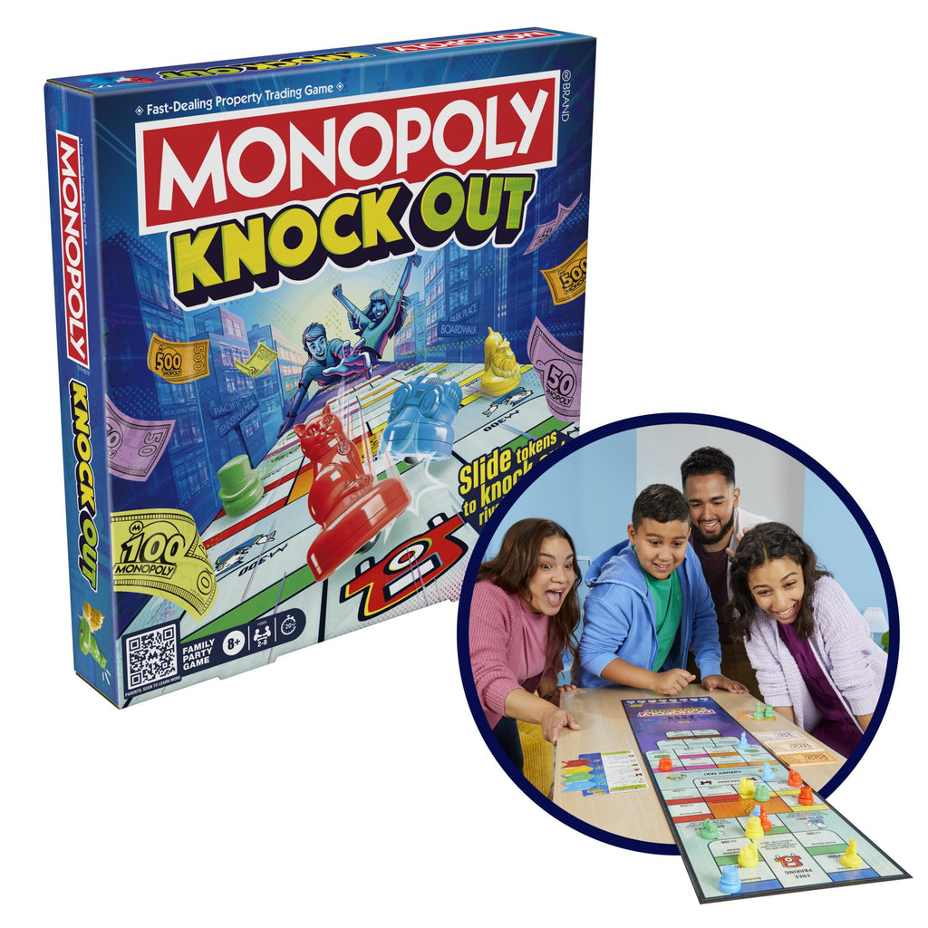 Monopoly Knockout Board Game – Quick Family Party Fun for 2-8 Players | 20 Min