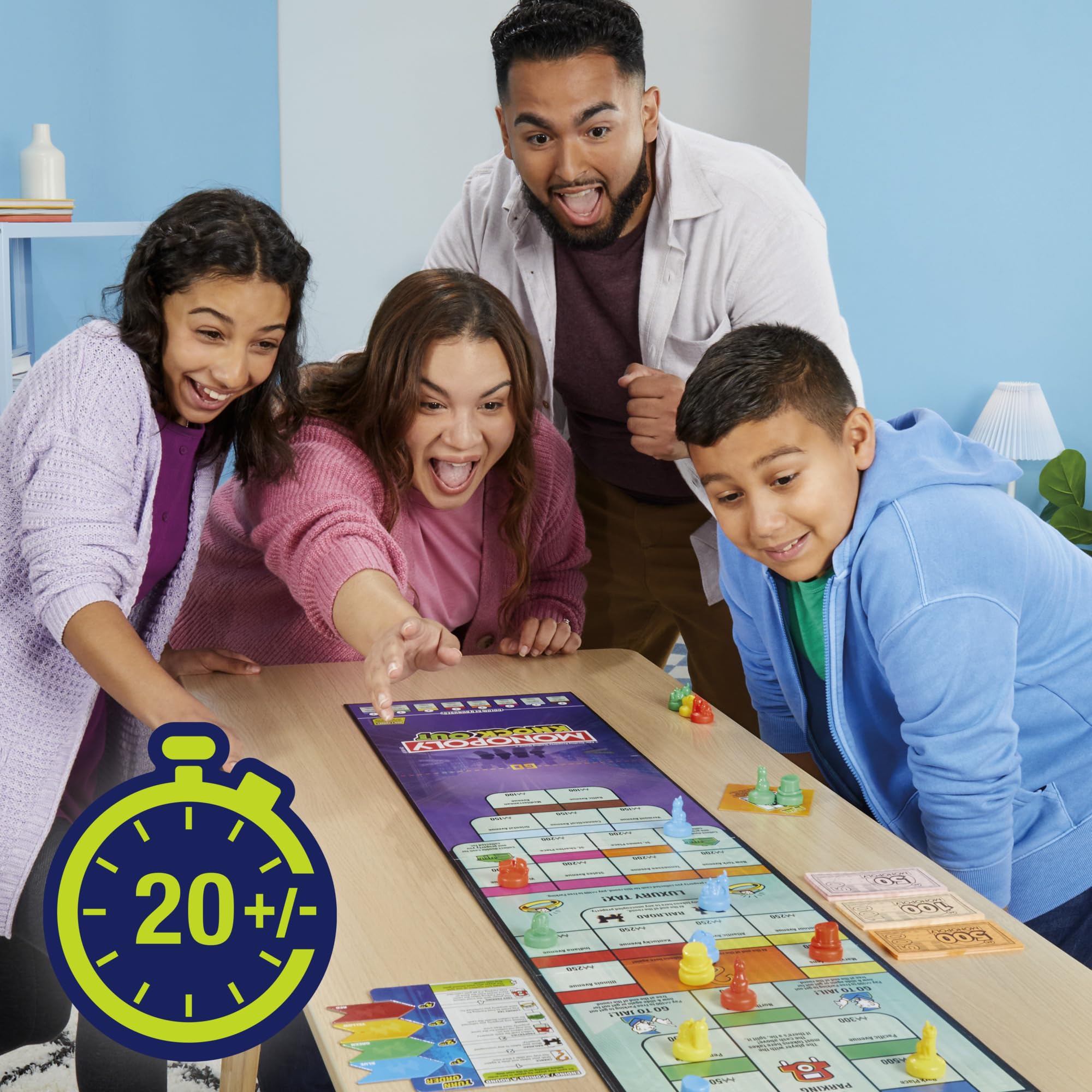 Monopoly Knockout Board Game – Quick Family Party Fun for 2-8 Players | 20 Min