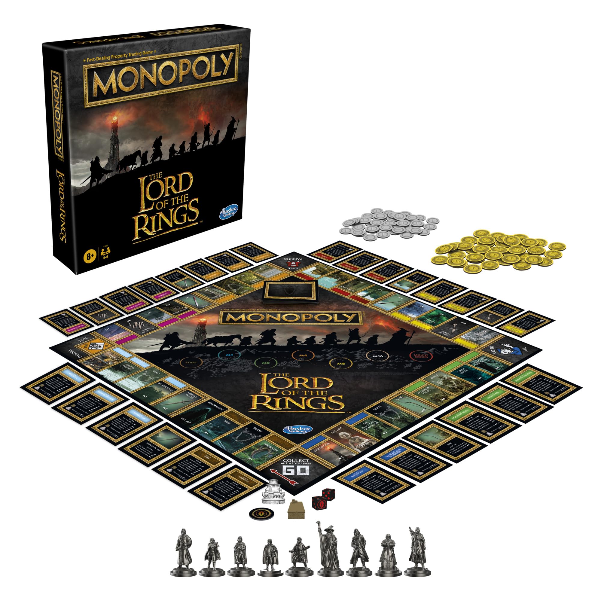Monopoly: The Lord of the Rings Edition Board Game – Fellowship Members, Ring of Power, 2-6 Players (Amazon Exclusive)