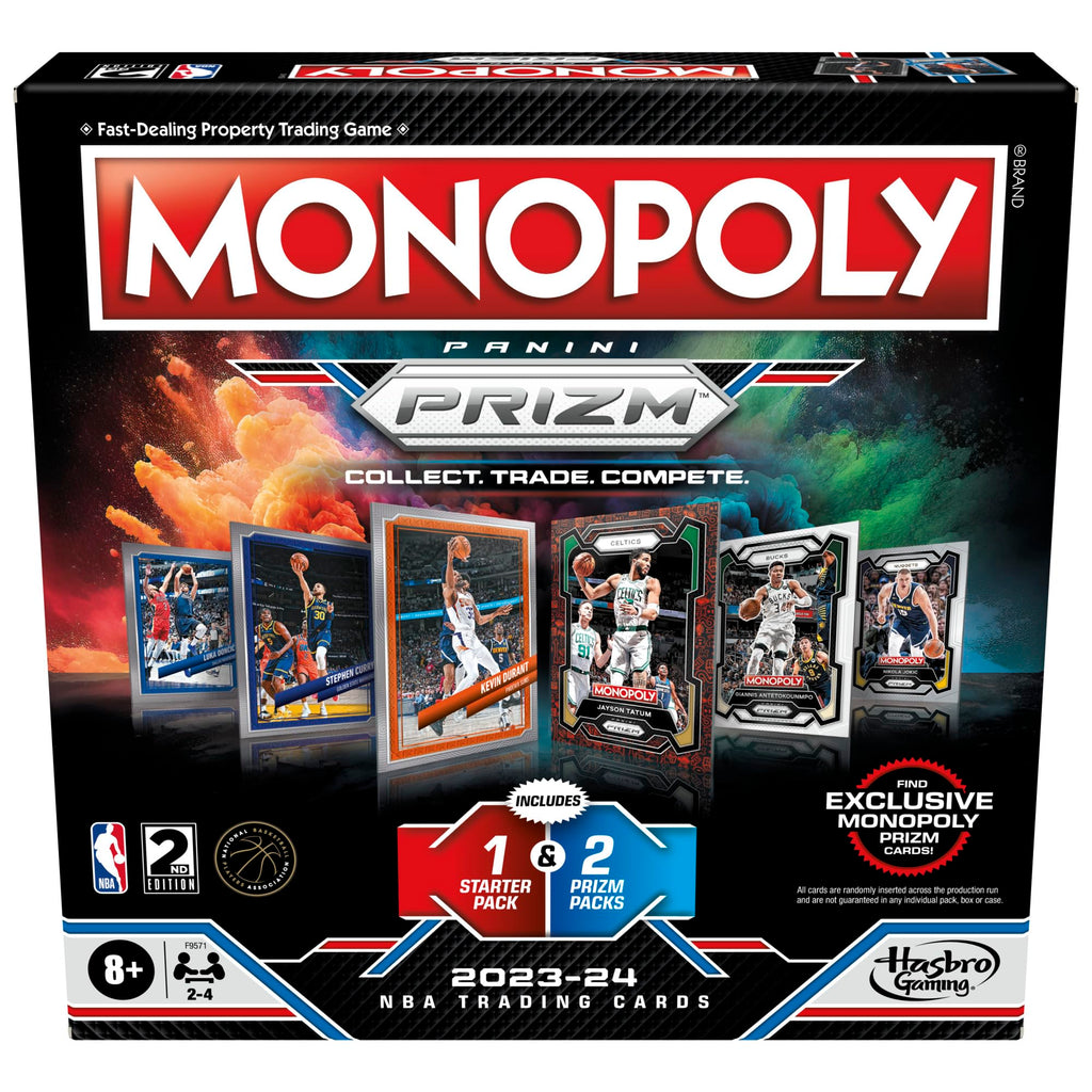 Monopoly Prizm: NBA 2nd Edition Board Game with 2023-24 Panini Cards | 2-4 Players | Ages 8+