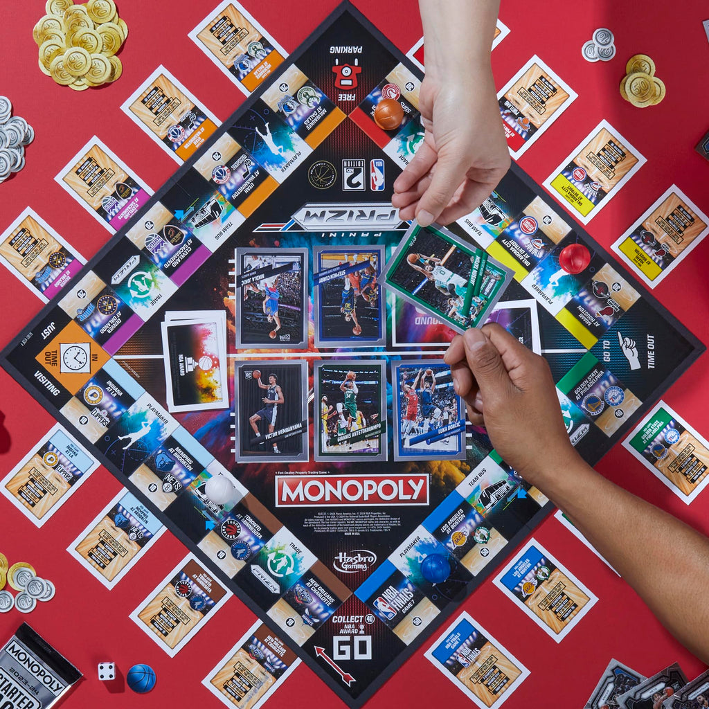 Monopoly Prizm: NBA 2nd Edition Board Game with 2023-24 Panini Cards | 2-4 Players | Ages 8+