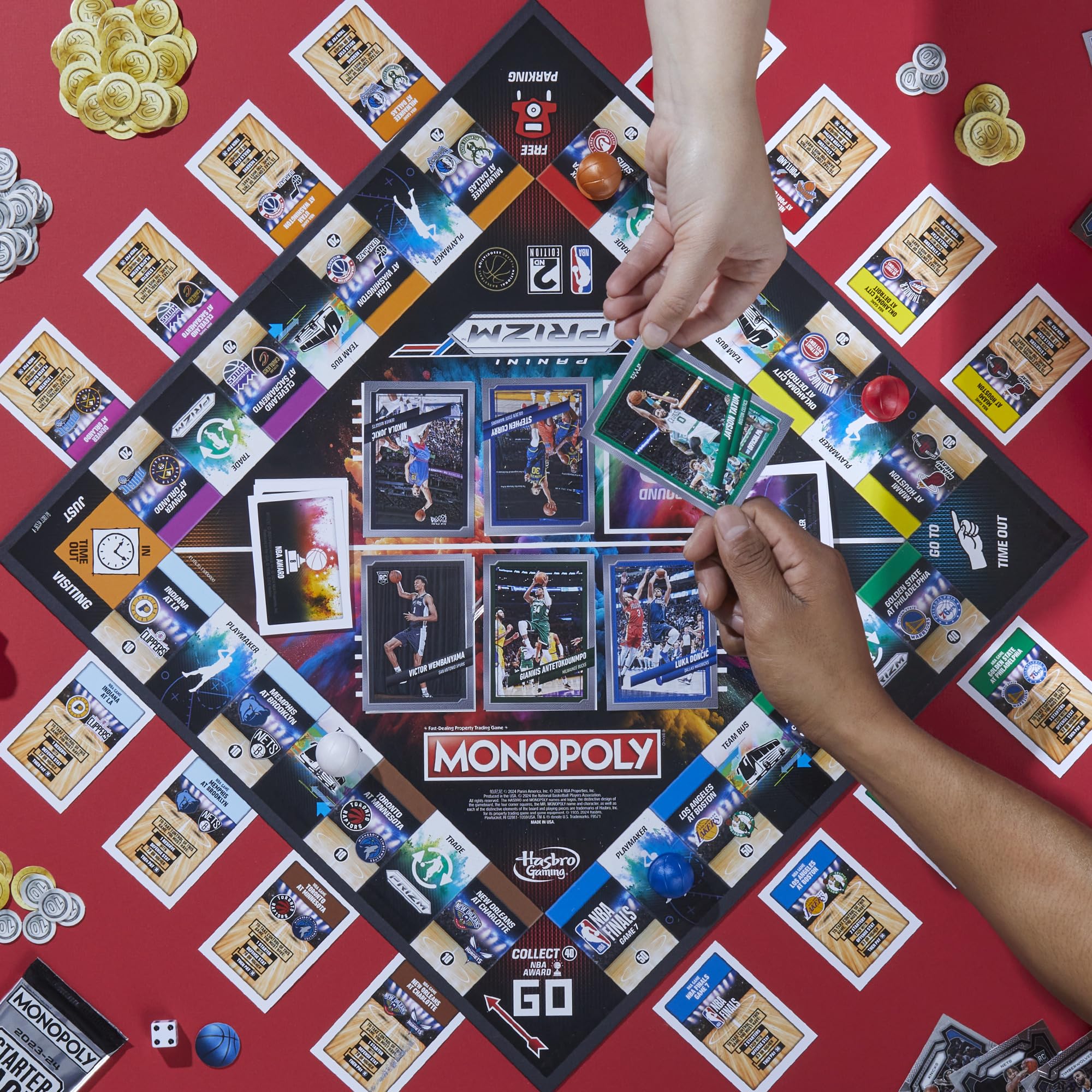 Monopoly Prizm: NBA 2nd Edition Board Game with 2023-24 Panini Cards | 2-4 Players | Ages 8+