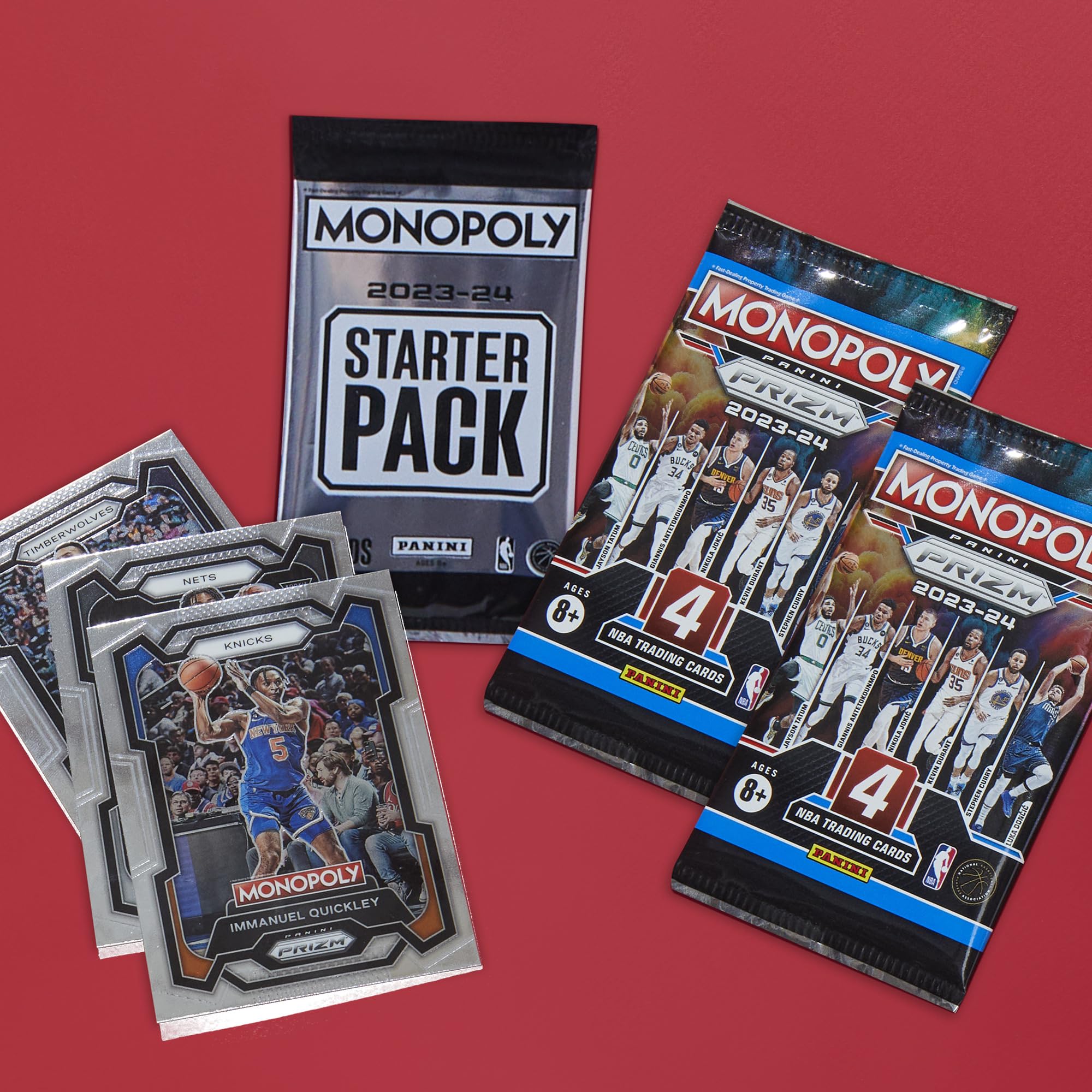 Monopoly Prizm: NBA 2nd Edition Board Game with 2023-24 Panini Cards | 2-4 Players | Ages 8+