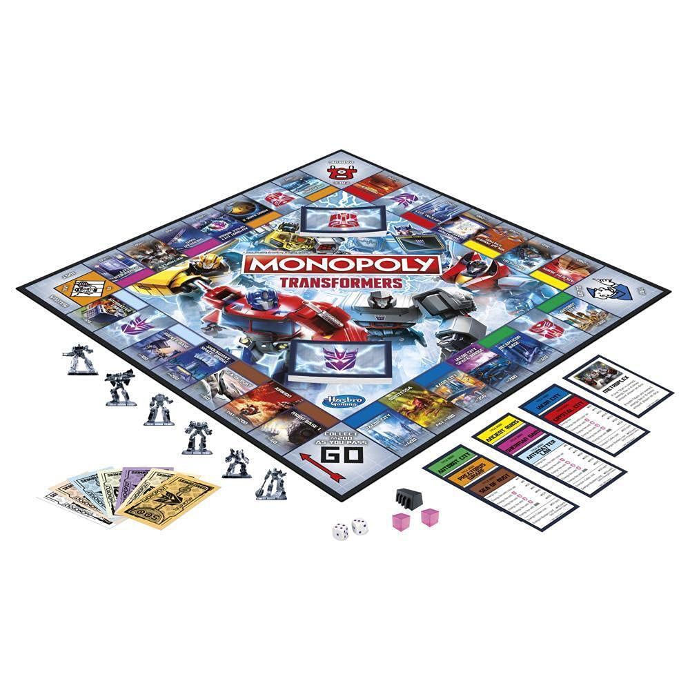 Monopoly Transformers Edition Board Game – 2-6 Players, Ages 8+ | Energon Cubes & Bunkers