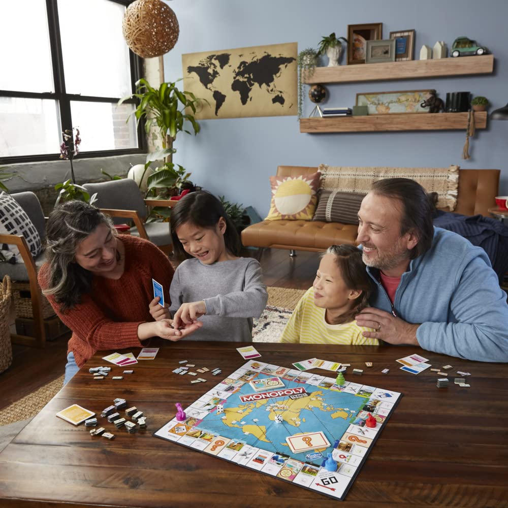 Monopoly Travel World Tour: Geography Edition for Family & Kids | Dry-Erase Gameboard
