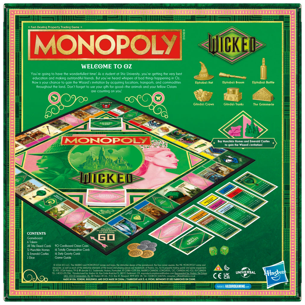 Monopoly Wicked Edition Board Game | Movie-Inspired Family Fun (Ages 8+)