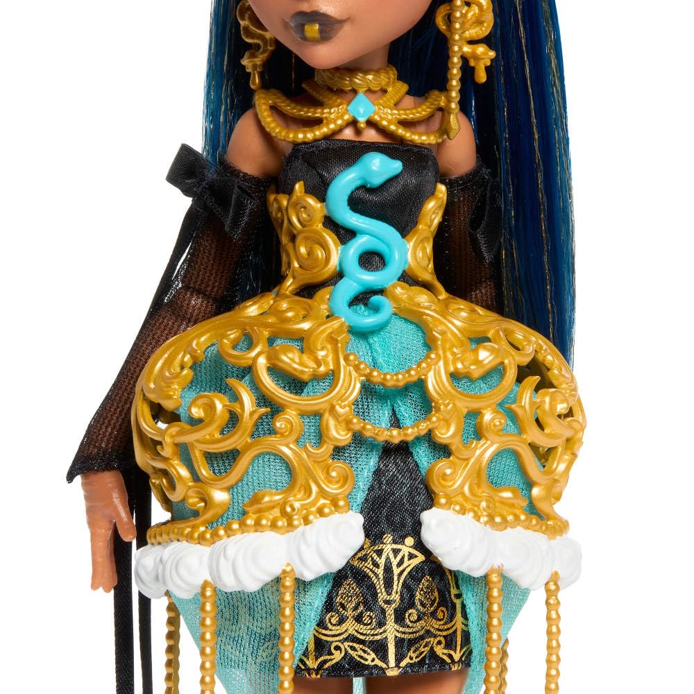 Monster High Cleo De Nile Scary Sweet Birthday Doll – Golden Party Dress & Themed Accessories