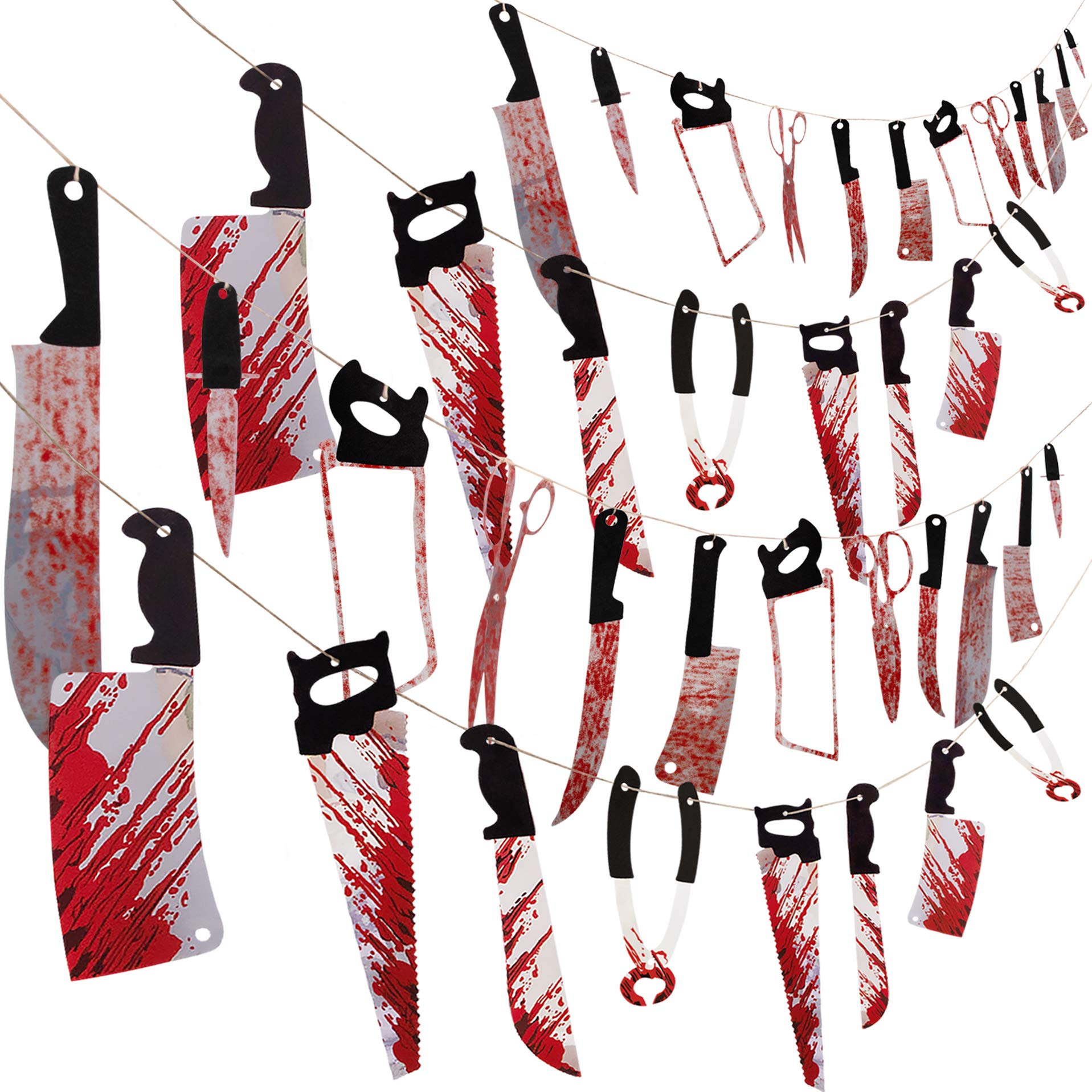 Moon Boat Halloween Bloody Banner: 4-Piece Horror Garland for Creepy Movie Theme
