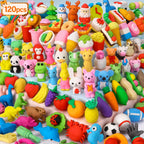 Moosia 120 Pack Animal Pencil Erasers – 3D Take-Apart Desk Pets & Party Favors