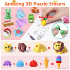 Moosia 120 Pack Animal Pencil Erasers – 3D Take-Apart Desk Pets & Party Favors
