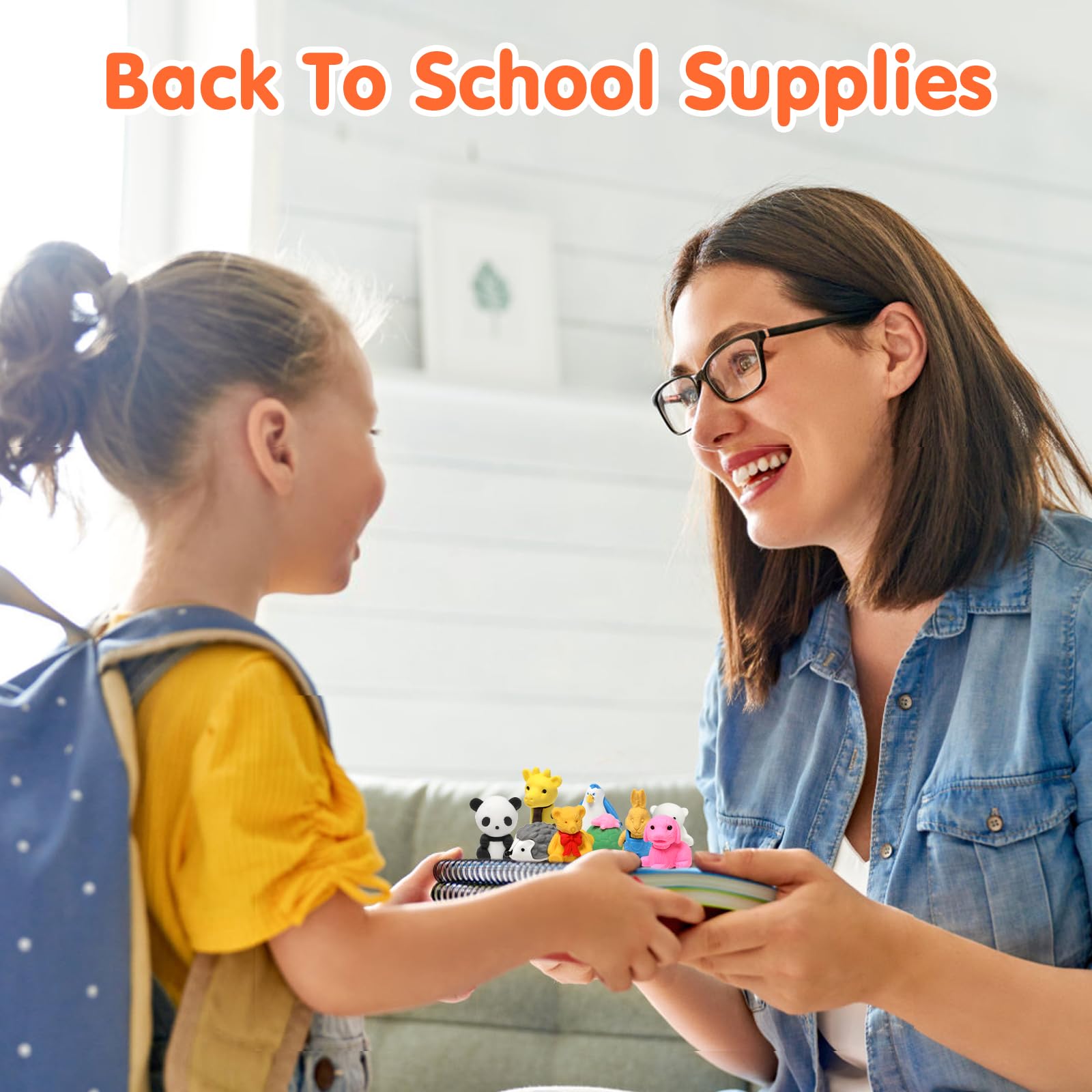Moosia 150 Pack Animal Pencil Erasers – 3D Take-Apart Classroom Rewards & Party Favors