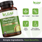 B’Leaf Nature Organic Moringa Capsules 1000mg – Immune Support, Energy & Wellness (Vegan, Non-GMO) | 180 Count