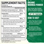 Moringa Powder Organic 2000MG - 18-in-1 Green Superfood, 60 Servings