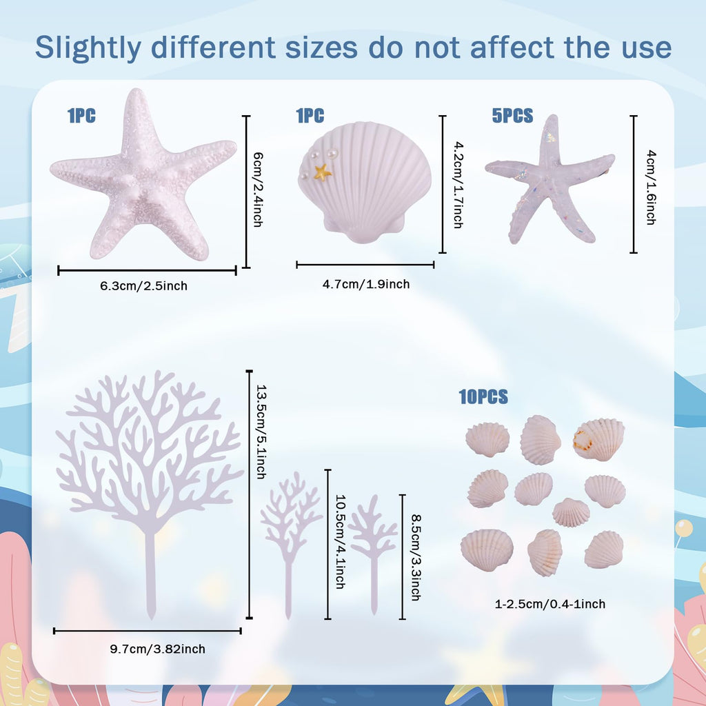 Morofme 20Pcs Seashells Cake Toppers – Ocean Themed Dessert Decor