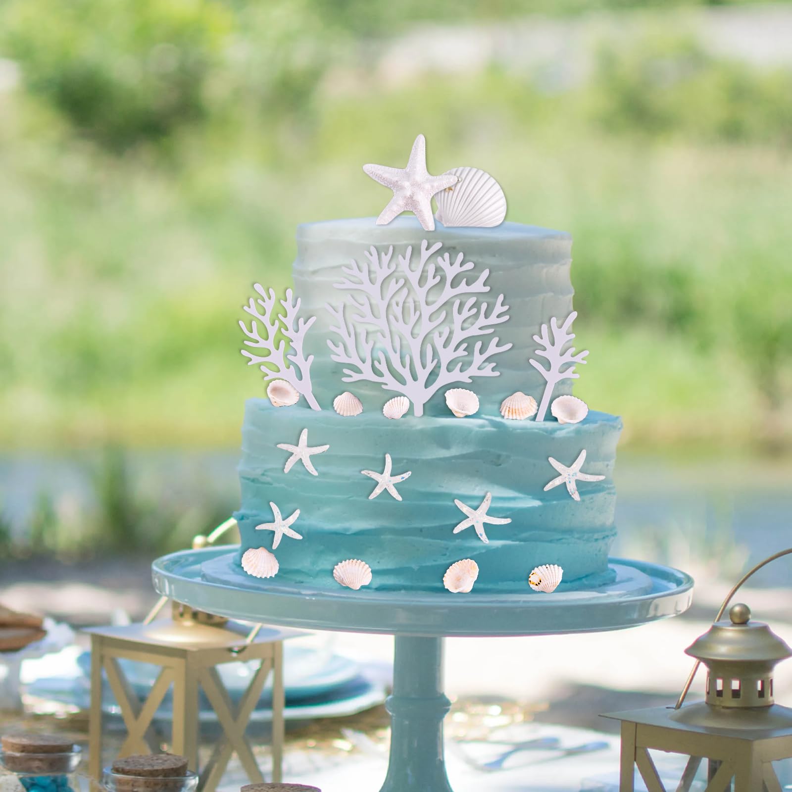 Morofme 20Pcs Seashells Cake Toppers – Ocean Themed Dessert Decor