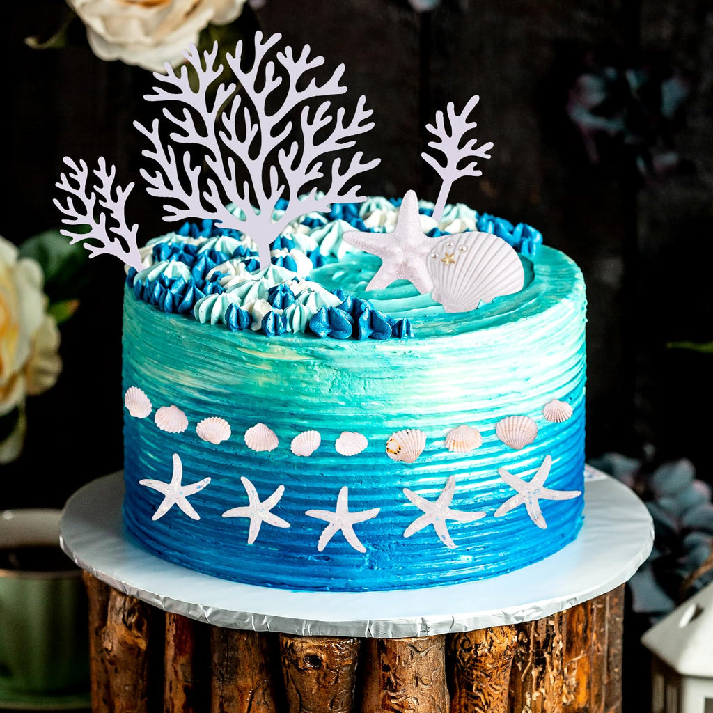 Morofme 20Pcs Seashells Cake Toppers – Ocean Themed Dessert Decor