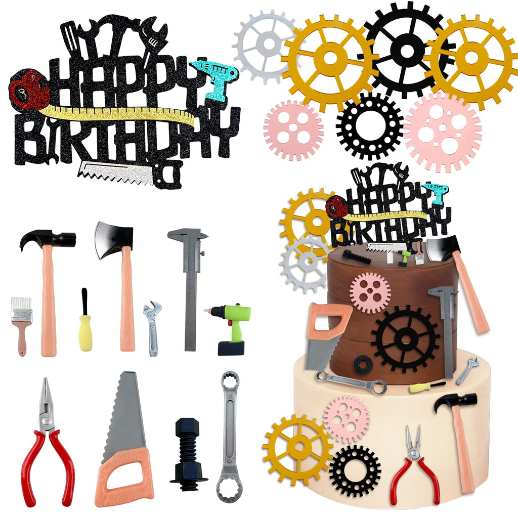 Morofme Tools Cake Topper Set – Hammer, Wrench & Screwdrivers for Construction Themed Cakes