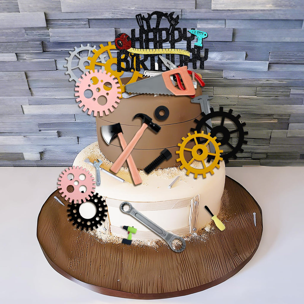 Morofme Tools Cake Topper Set – Hammer, Wrench & Screwdrivers for Construction Themed Cakes