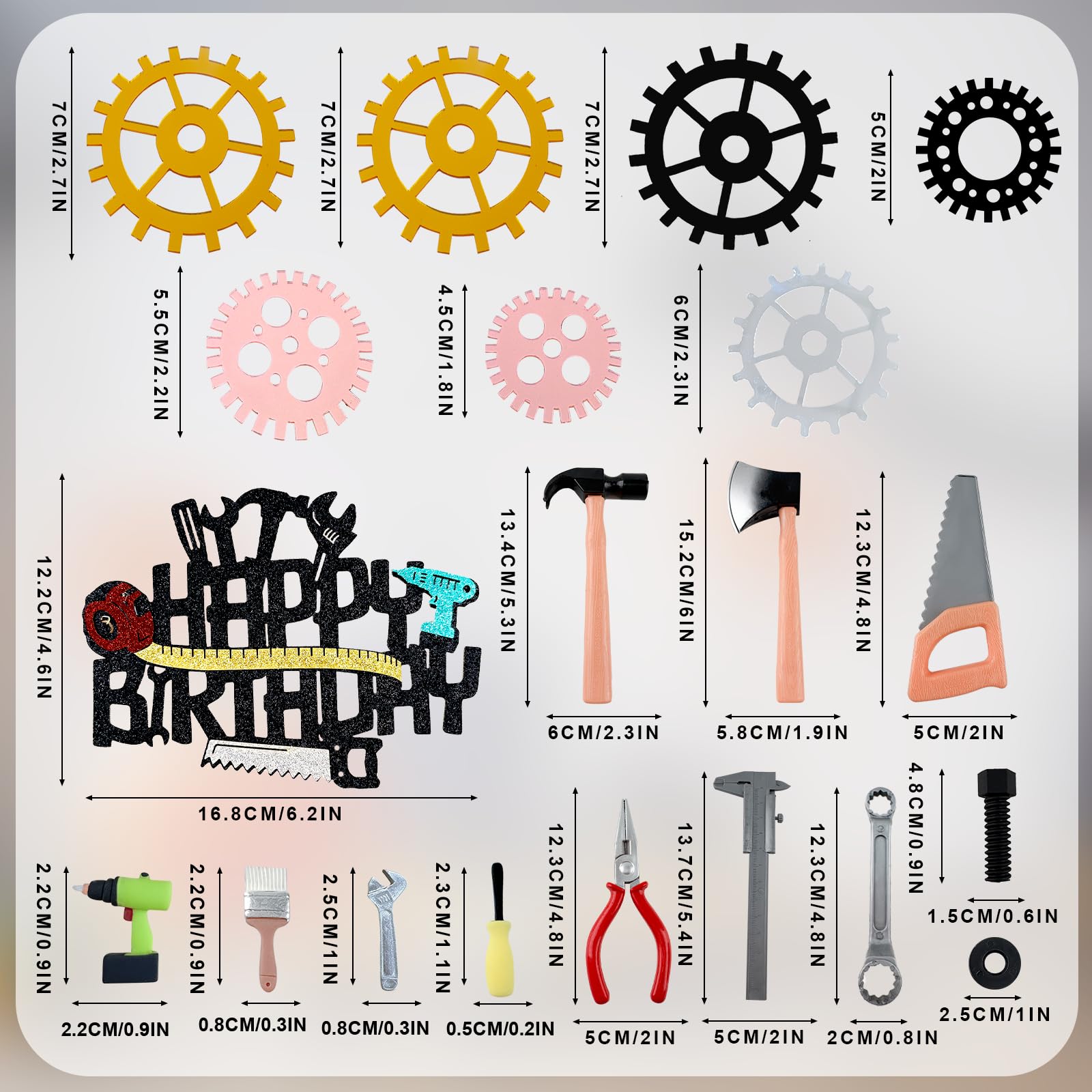 Morofme Tools Cake Topper Set – Hammer, Wrench & Screwdrivers for Construction Themed Cakes