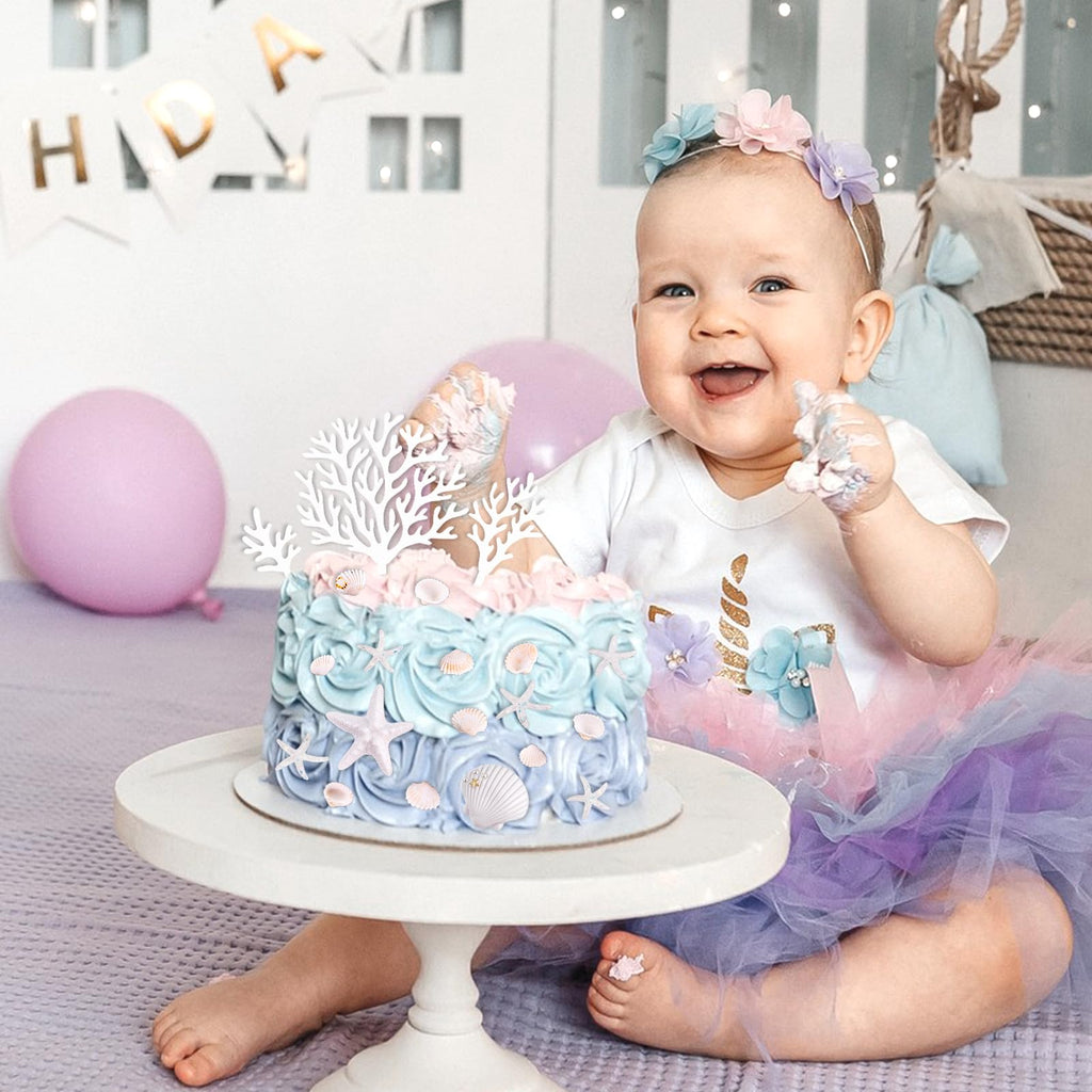 Morofme 20Pcs Seashells Cake Toppers – Ocean Themed Dessert Decor
