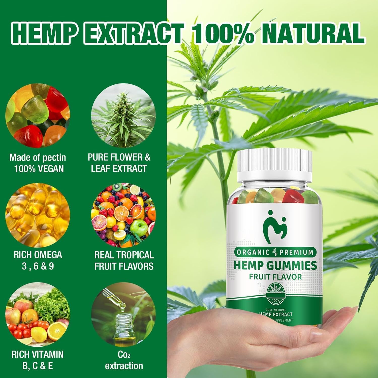 (2 Pack) Hemp Gummies - Pain, Sleep & Anxiety Relief | Organic Hemp Extract