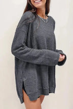 Moss Green Textured Knit Top | Plus Size Long Sleeve