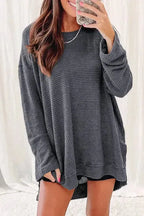 Moss Green Textured Knit Top | Plus Size Long Sleeve