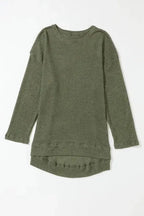 Moss Green Textured Knit Top | Plus Size Long Sleeve