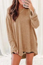 Moss Green Textured Knit Top | Plus Size Long Sleeve