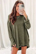 Moss Green Textured Knit Top | Plus Size Long Sleeve