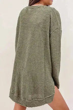 Moss Green Textured Knit Top | Plus Size Long Sleeve