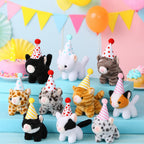 Motionchic 20-Set Cat Plush Toys with Birthday Hats & Kraft Boxes