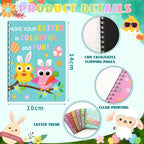 Motipuns 24-Set Easter Scratch Notebook Party Favors | DIY Rainbow with Stencils & Pens