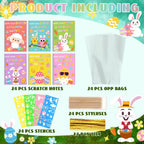 Motipuns 24-Set Easter Scratch Notebook Party Favors | DIY Rainbow with Stencils & Pens