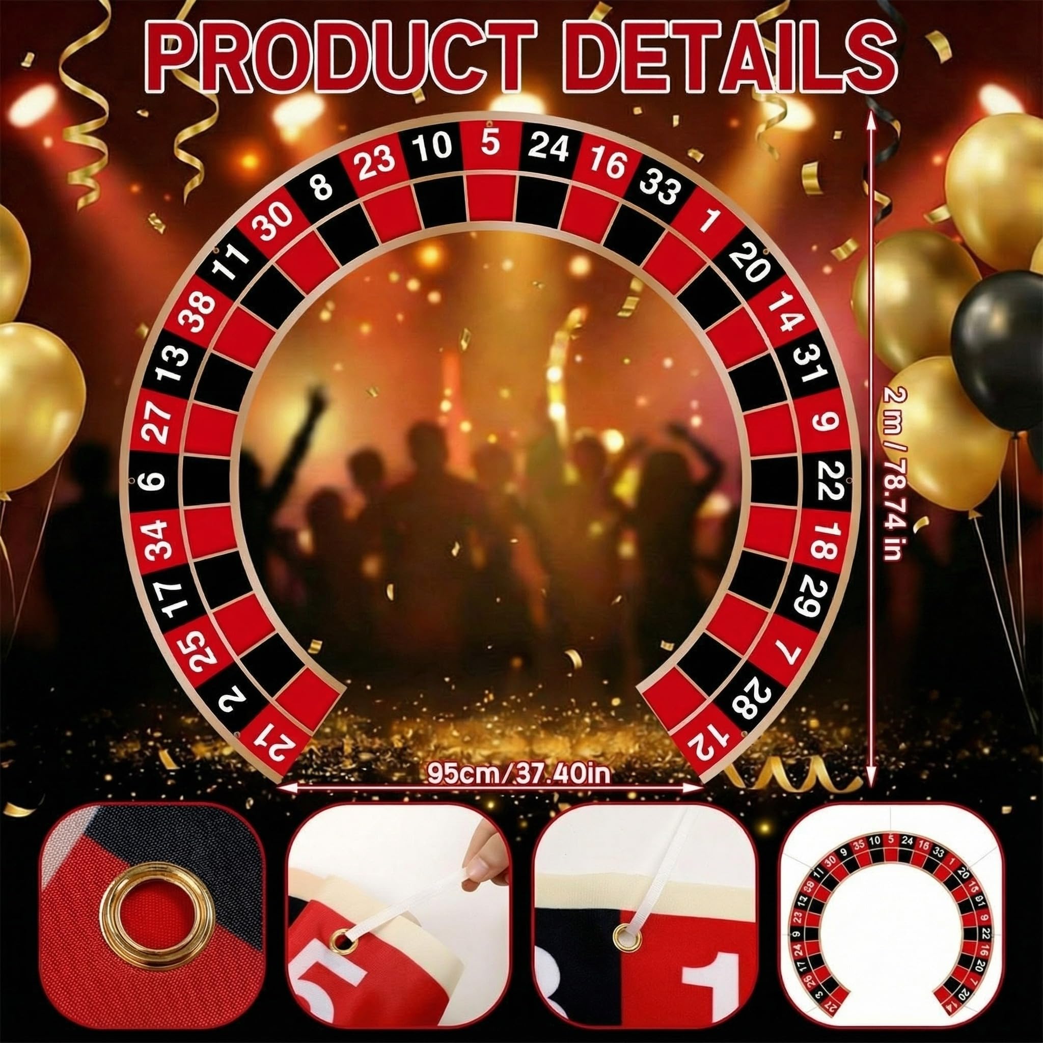 Moukeren Large Casino Night Banner | Vegas Party Decor for Porch Entryway