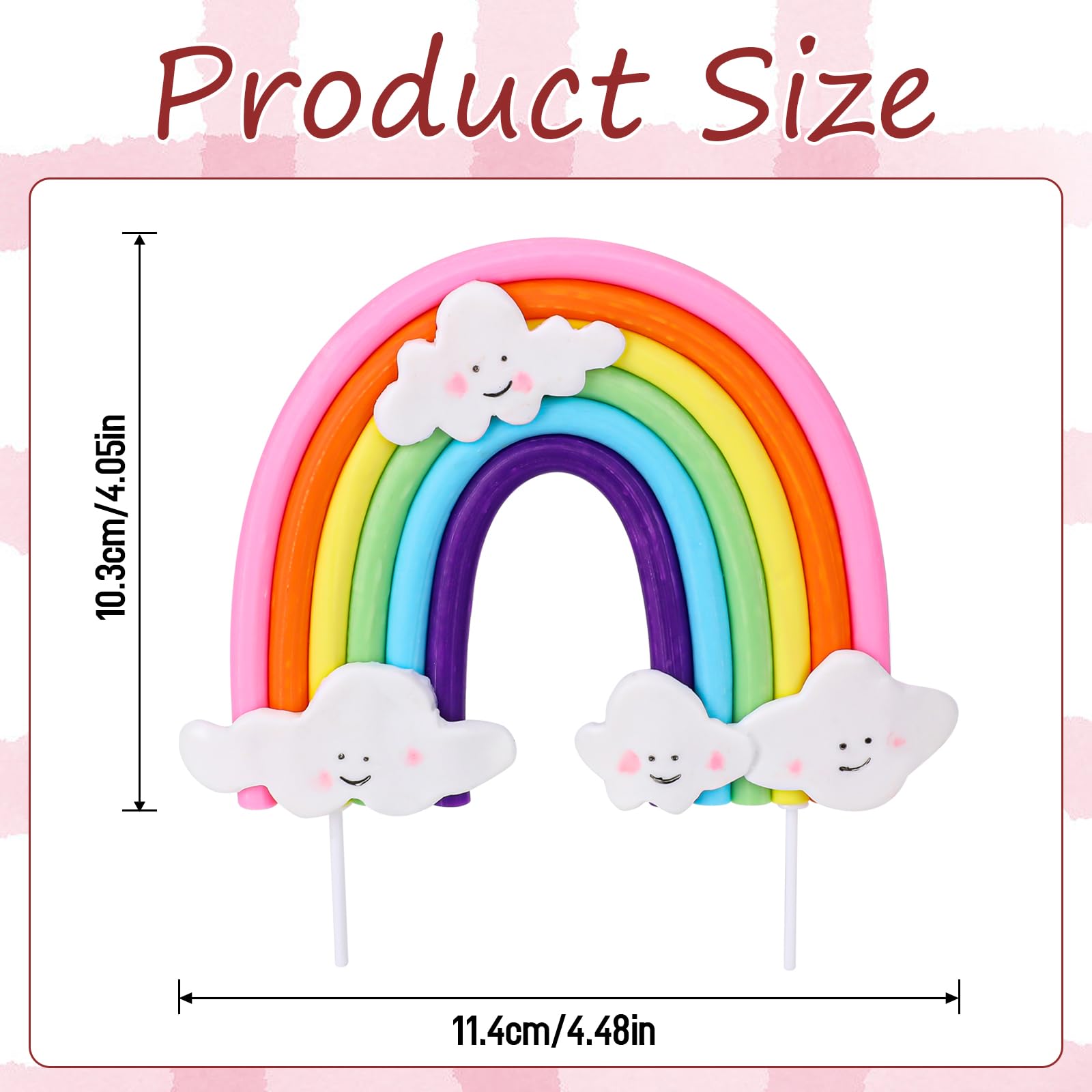 Mozeat Lens Soft Pottery Rainbow Cake Topper - Colorful Rainbow Theme Decor for Birthday & Wedding