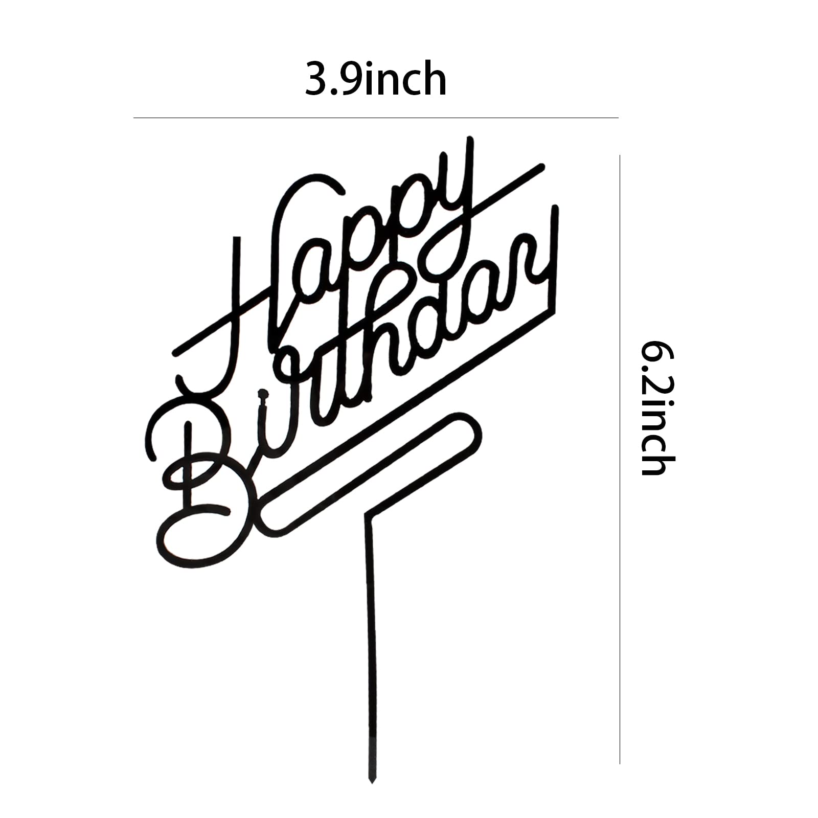 MPRVAKYF Happy Birthday Cake Topper - Black Acrylic Cake Decoration