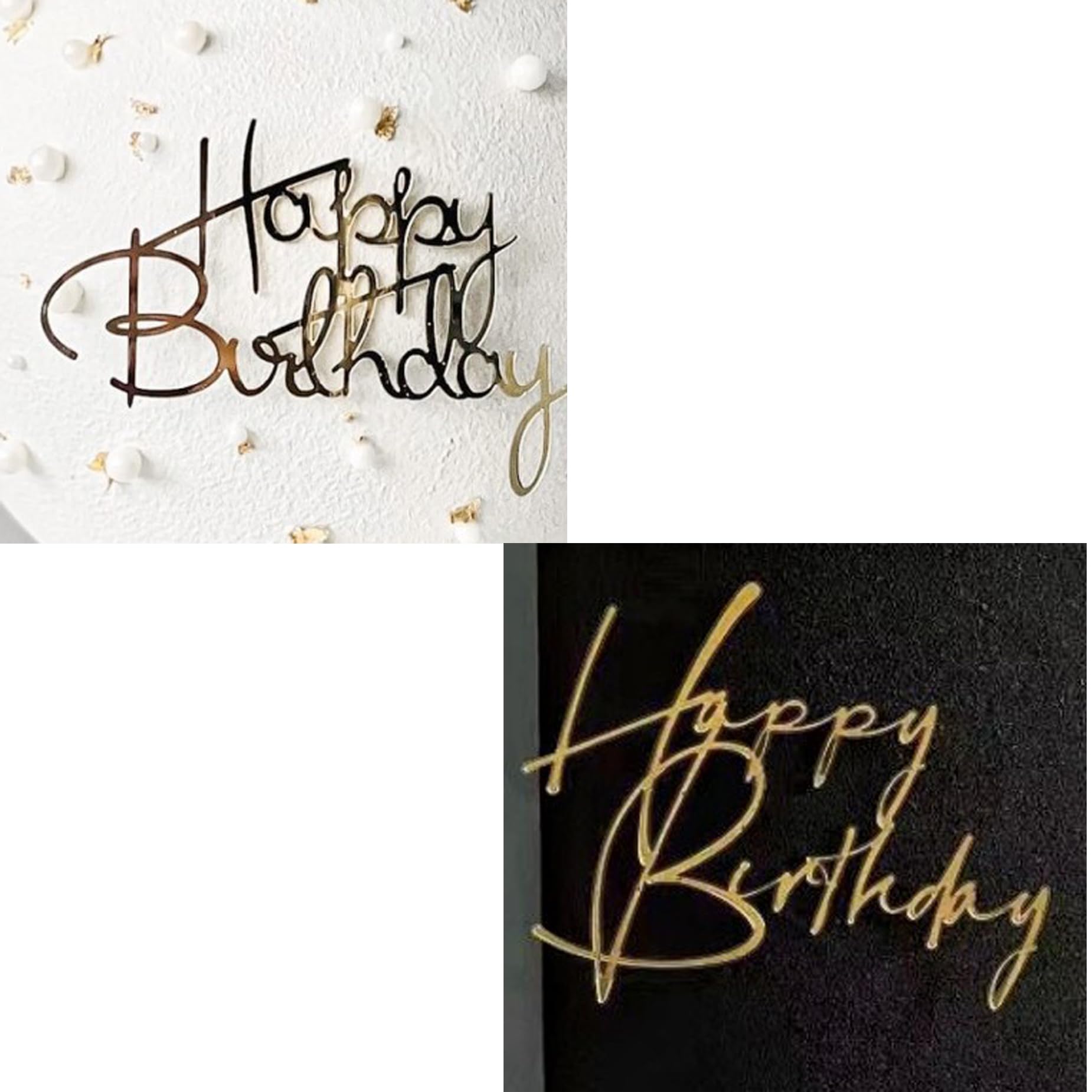 MPRVAKYF Gold Acrylic Birthday Cake Topper — 2-Piece Party Decoration