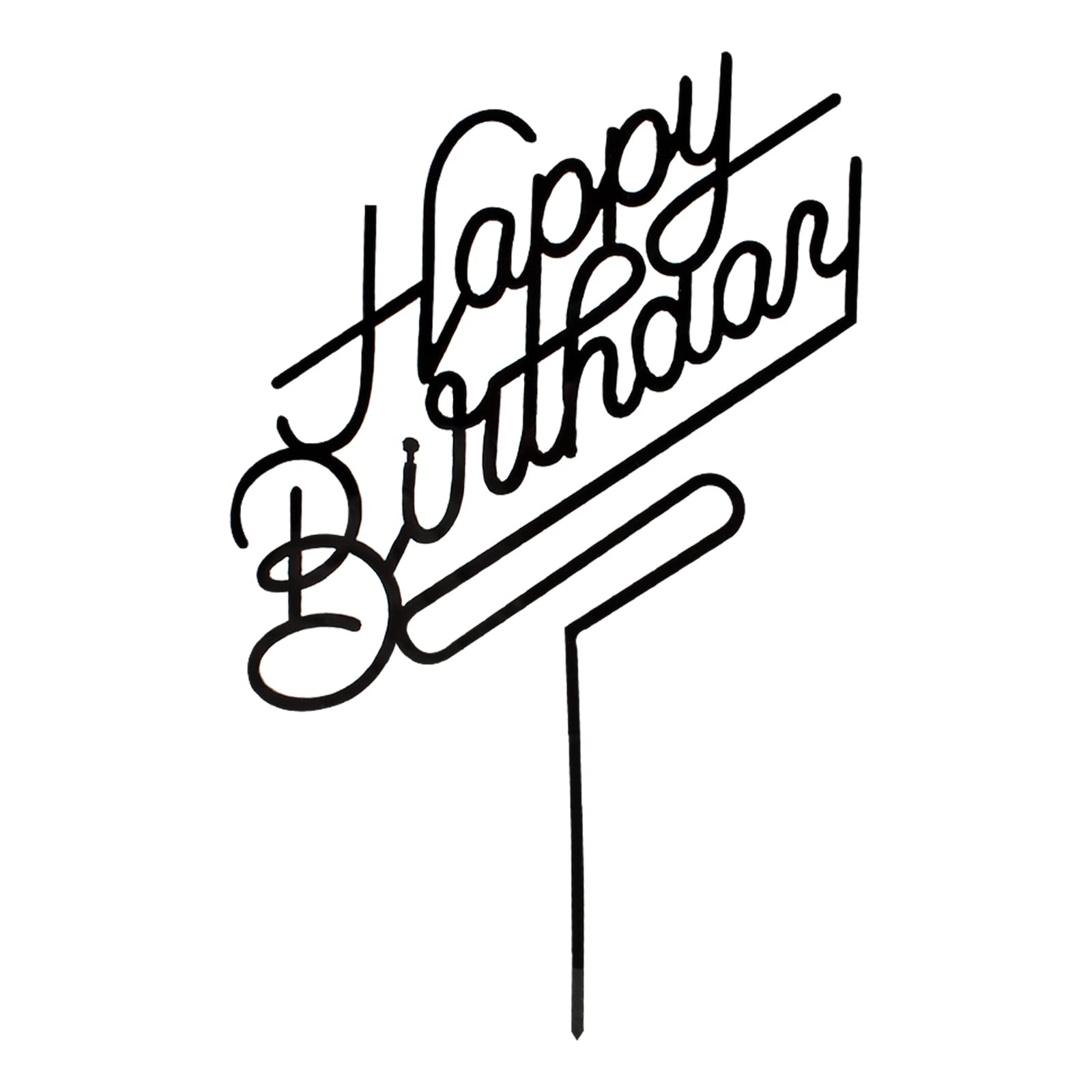 MPRVAKYF Happy Birthday Cake Topper - Black Acrylic Cake Decoration