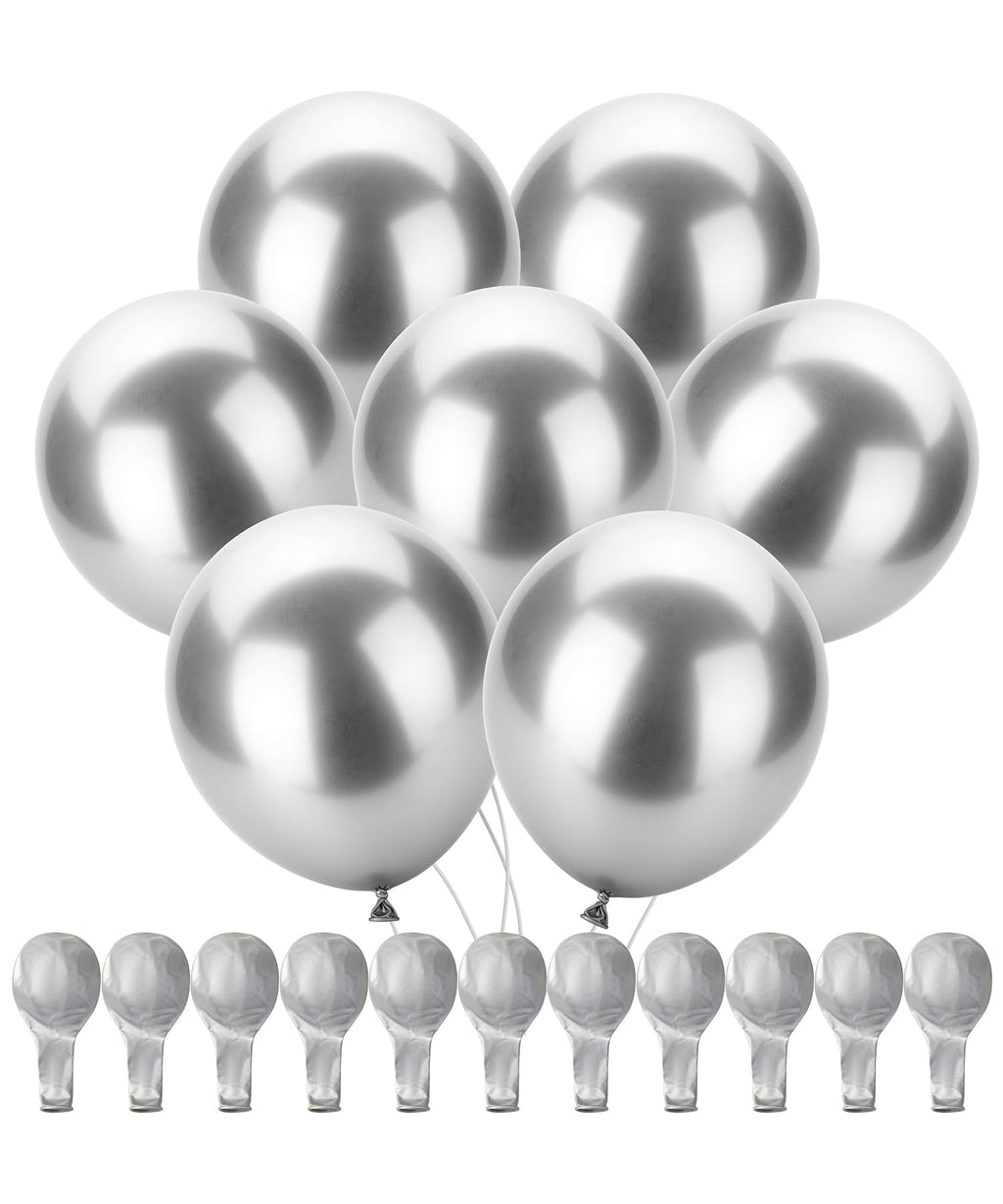 Mr. Pen Metallic Balloons - 12 Inch, 100 Pack, Silver | Party Decor
