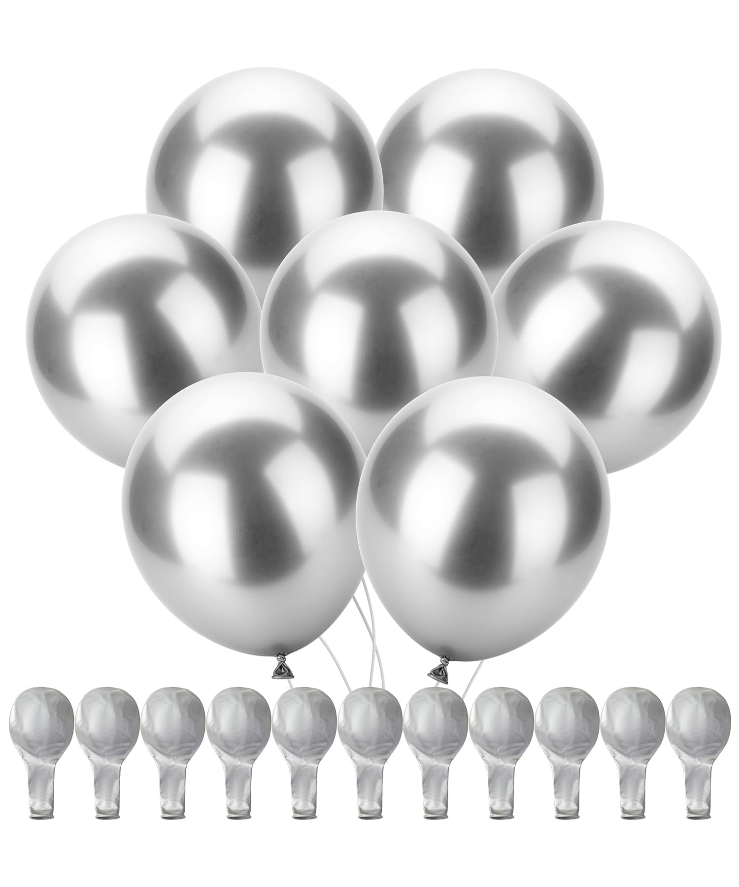 Mr. Pen Metallic Balloons - 12 Inch, 100 Pack, Silver | Party Decor
