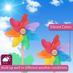 Mr. Pen Rainbow Flower Pinwheels – 10 Pack for Garden, Yard, and Party Decor