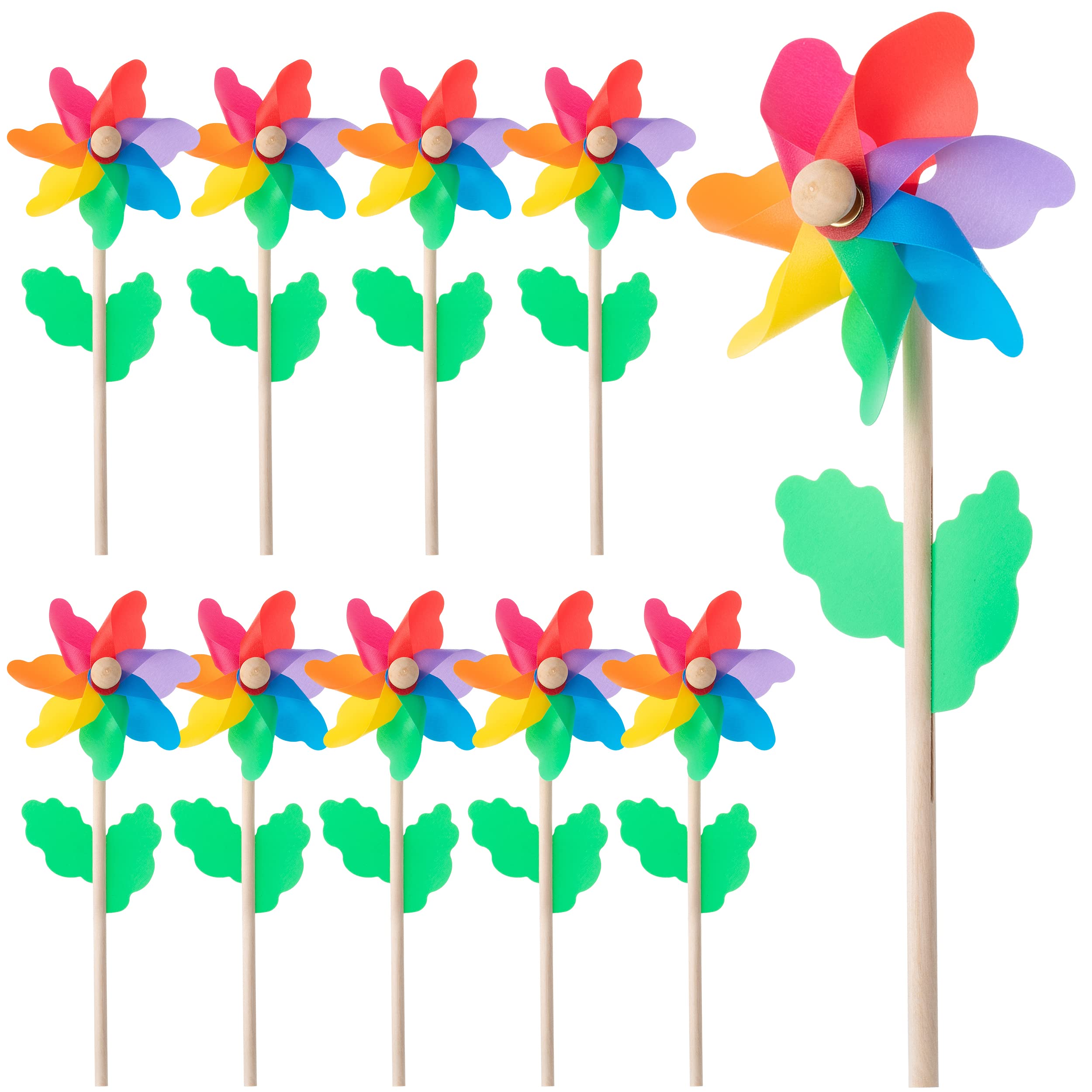 Mr. Pen Rainbow Flower Pinwheels – 10 Pack for Garden, Yard, and Party Decor