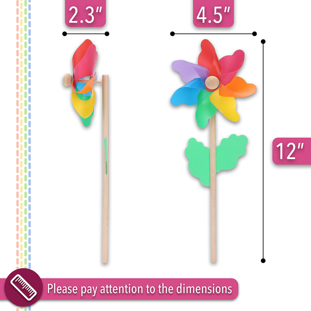 Mr. Pen Rainbow Flower Pinwheels – 10 Pack for Garden, Yard, and Party Decor