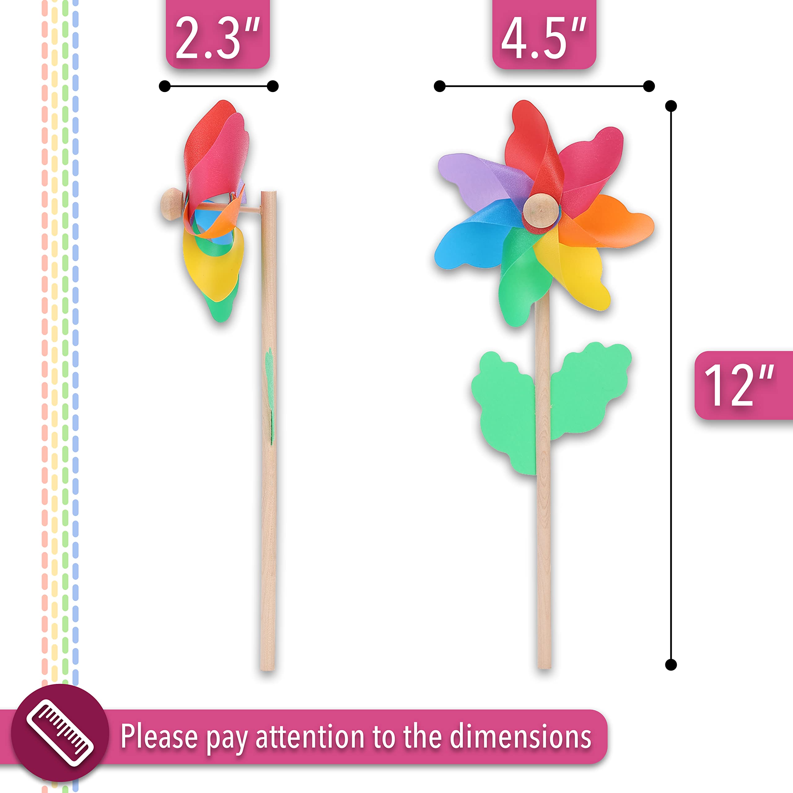 Mr. Pen Rainbow Flower Pinwheels – 10 Pack for Garden, Yard, and Party Decor