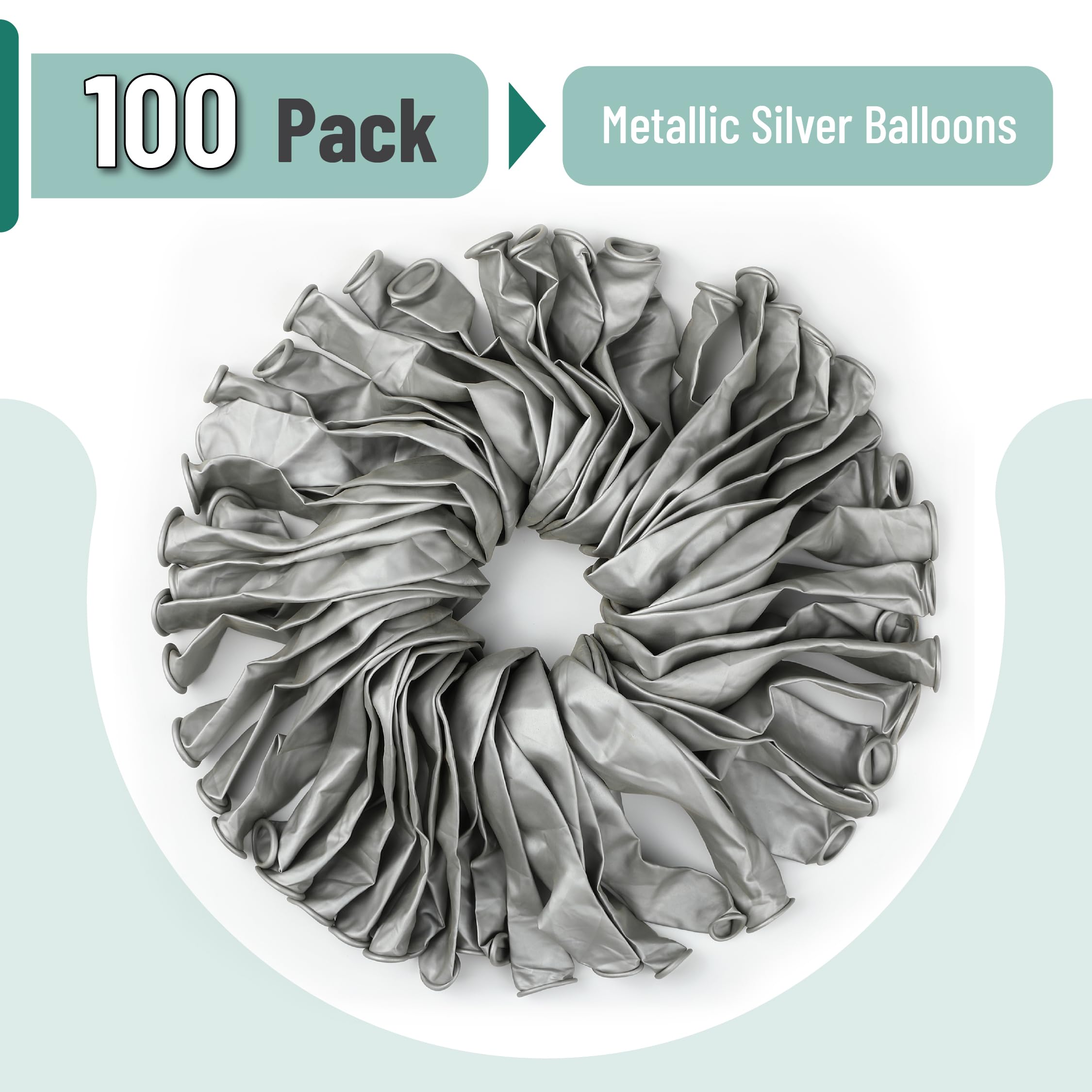 Mr. Pen Metallic Balloons - 12 Inch, 100 Pack, Silver | Party Decor