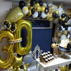 Msiveavz Black White Gold Party Balloons – 50 Pcs 12in Latex Balloons for Weddings, Graduations & Celebrations